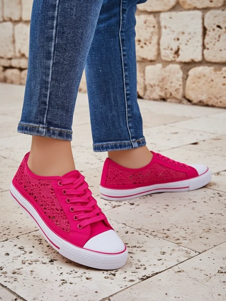 Callista női tornacipő fukszia - könnyű szövet, lapos talp 2,5 cm