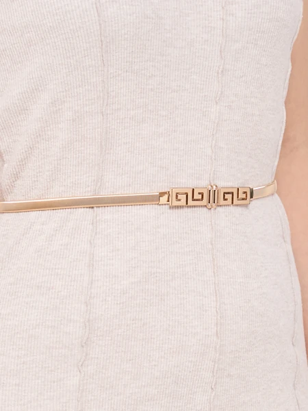 Minerva Elegante arany fém női öv görög motívummal, 64-100 cm