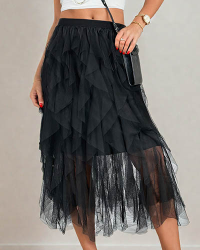 Royalfashion Női dupla rétegű midi szoknya