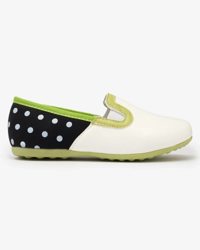 Fehér lány félcipő öko bőrből, borsónyomattal Rellme- Footwear