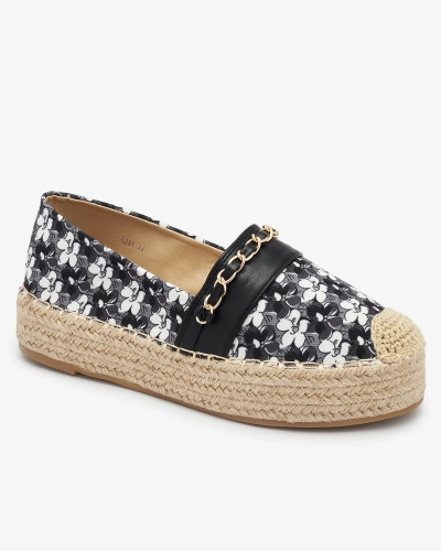 Fekete virágos espadrilles Azzaxi- Lábbeli