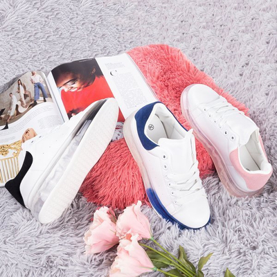 Fehér és kék tornacipő vastagabb judita talppal - Lábbeli