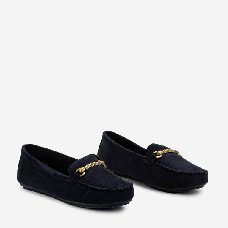 Sötétkék női mokaszinok Seriti-dísszel - Lábbeli