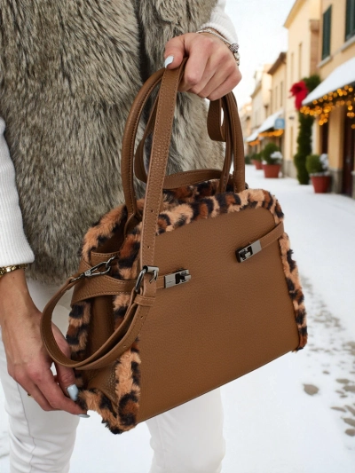 Kis női táska öko bőrből, leopárdmintával, Panthory