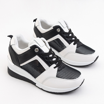 OUTLET Fehér-fekete női cipő rejtett ékkel Nephele - Lábbeli