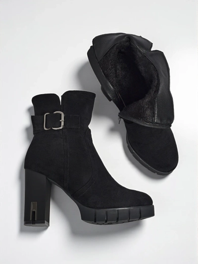 Liravie női öko velúr bokacsizma vastag sarokkal