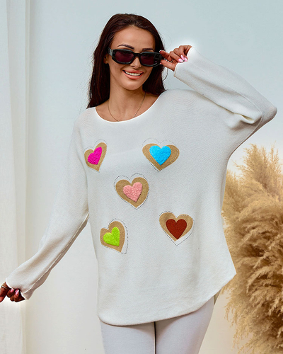 Royalfashion Vékony női pulóver szívekkel