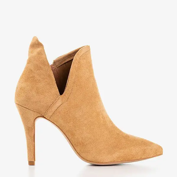 OUTLET Brązowe botki damskie na szpilce Annalisa - Obuwie