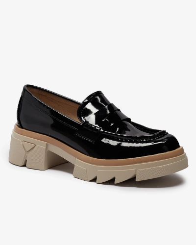 Fekete női öko lakkbőr mokaszin Sepop- Footwear