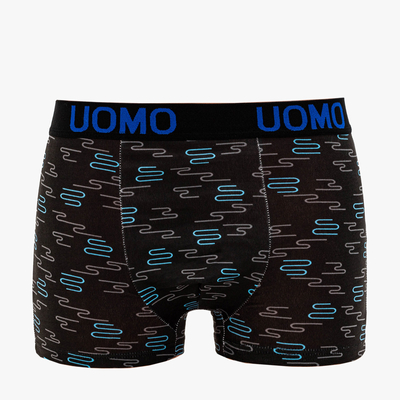 Férfi fekete boxer, mintával - Alsónemű