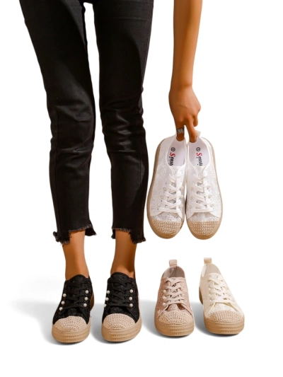 Royalfashion Női csipke sneaker flitterekkel Nille