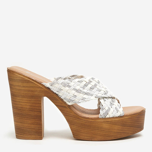 OUTLET Fehér női papucs magas oszlopon Kotinso - Lábbeli