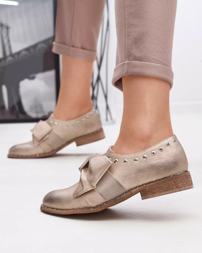 Arany női alacsony cipő Entera masnival - Lábbeli