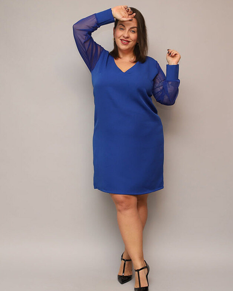 Fényes térdig érő ruha zöld színben PLUS SIZE- Ruházat