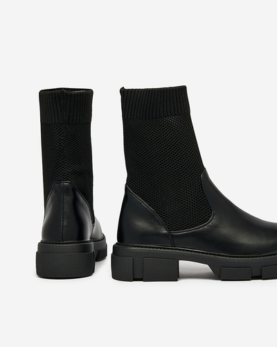 Royalfashion Fekete női csizma hálós Xandra