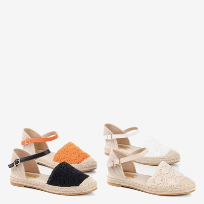 Pomarańczowe sandały typu espadryle z ażurową cholewką Asia - Obuwie