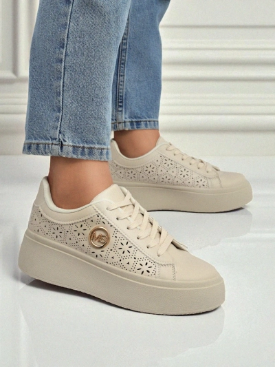 Aurelia Bézs Platform Sneakers Royalfashion Öko Bőr