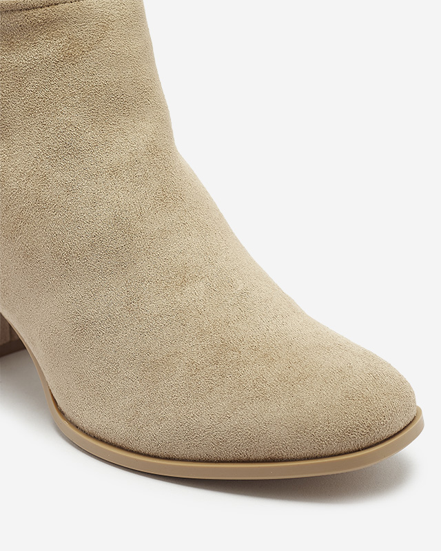 Bézs színű női kivágott posztócsizma Amalan- Lábbeli