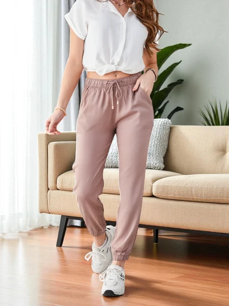 Pantaloni in Eleganza Lyocell Barna