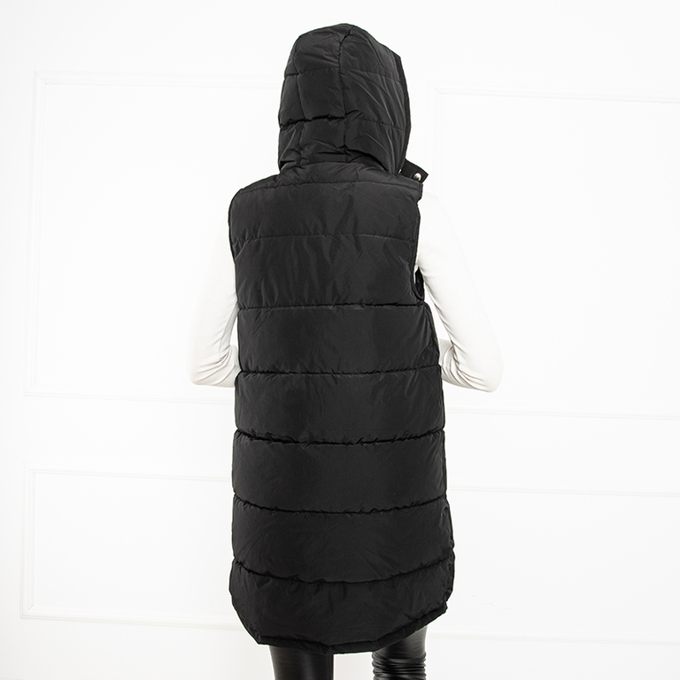 Hosszú fekete steppelt mellény - Ruházat