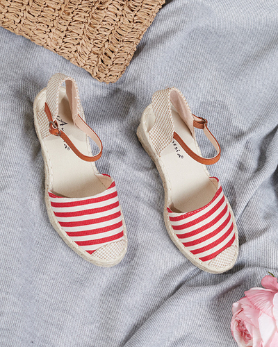 Piros női szandál a'la espadrilles csíkokkal Mecera - Cipők