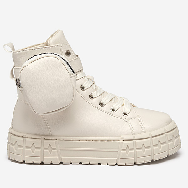 OUTLET Krémszínű eco-bőr női sportcipő Kolibs- Lábbeli