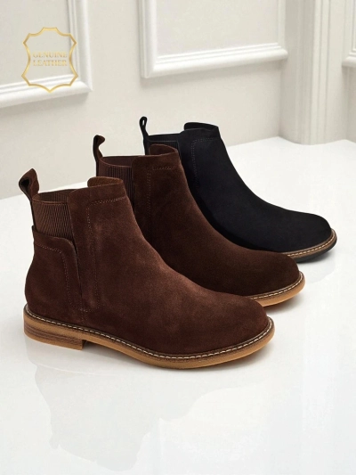 Czarne Botki Ariston Skórzane z Suede
