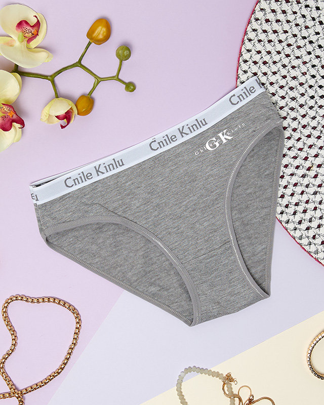 Szürke női pamut bugyi sportgumival - Fehérnemű