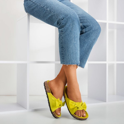 Zöld női papucs Sun and Fun íjjal - lábbeli