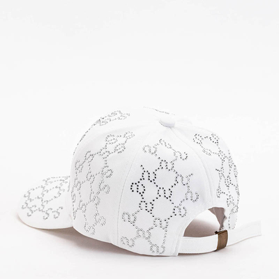 Női fehér baseball sapka cirkóniákkal - Kiegészítők