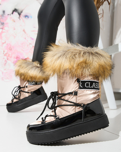 Női lakkozott hócsizma arany-rózsaszín színben Fursav- Footwear