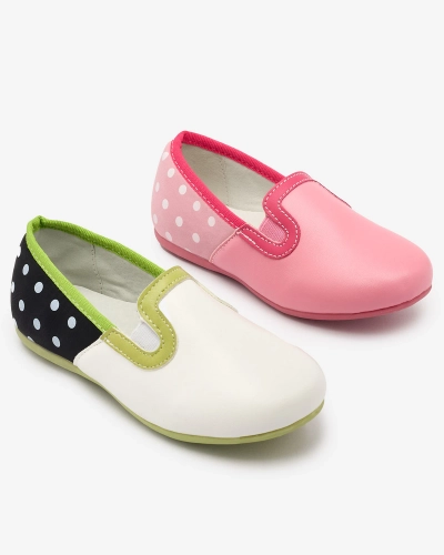 Rózsaszín, öko bőrből készült, borsónyomott félcipő Rellme- Footwear