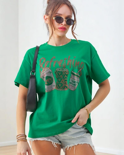 Royalfashion Női pamut póló strasszköves mintával