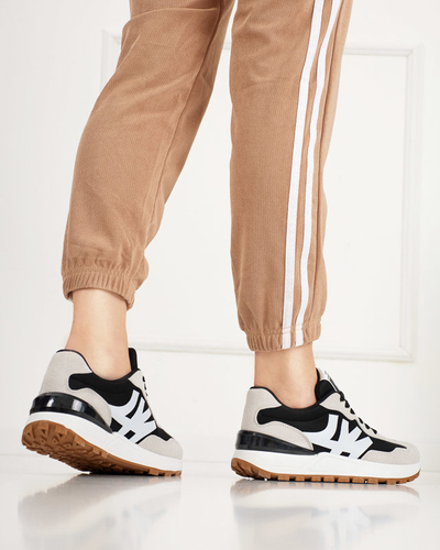 Női fekete tornacipő szürke Narisa betétekkel - Lábbeli