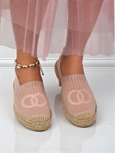 Női Theodora rózsaszín espadrilles velúr ökológiai bőrből, lapos
