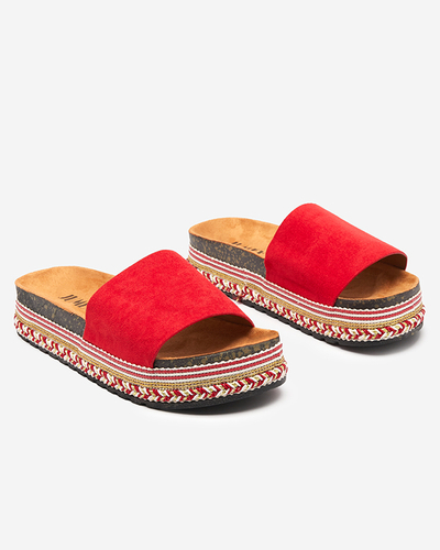 Női öko velúr piros szandál Kiccori- Lábbeli