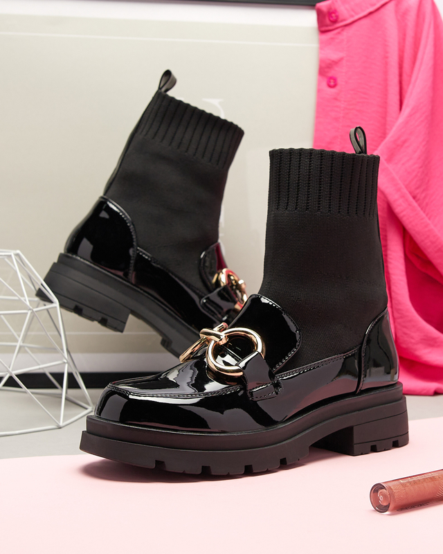 Fekete női csizma zoknival Accioi- Footwear