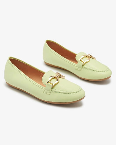 Zöld öko-bőr női mokaszin díszítéssel Wiwet-Footwear