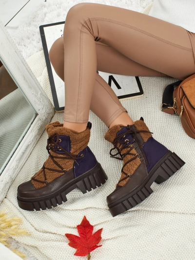 Cindora női worker bakancsok szőrmével