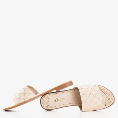 Beżowe klapki ze złotymi dżetami Billi - Obuwie