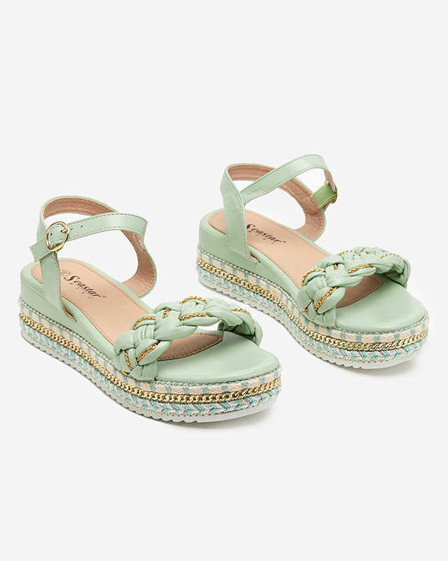 Rella zöld lapos női szandál - cipő