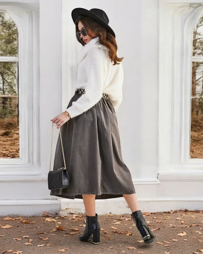 Royalfashion Női midi szoknya a' la velúr