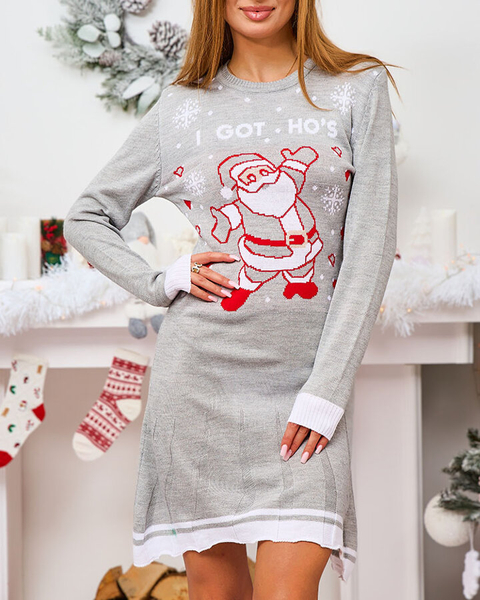 Royalfashion Christmas Sweater női ruha szürke színben