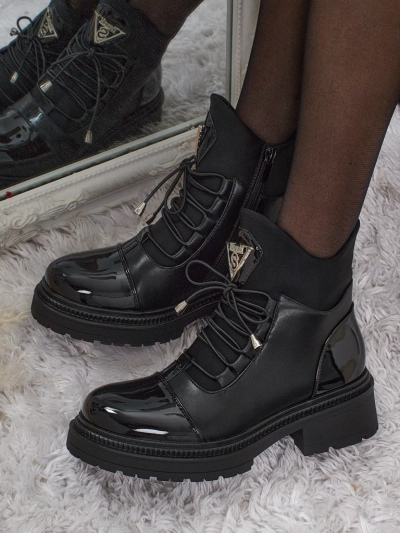 Elisse öko bőr fűzős női bokacsizma