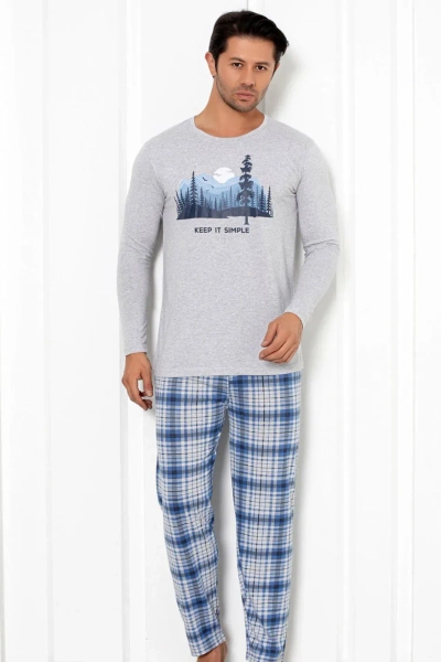 Royalfashion Férfi pamut pizsama kockás