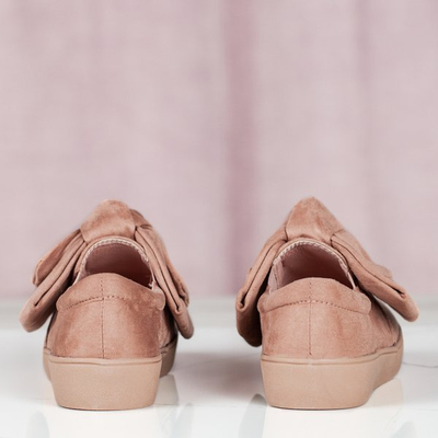 Różowe slip on z kokardą Karisa - Obuwie