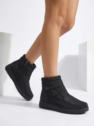 Athena Női Fekete Bokacsizma Szövetből Őszre és Télre