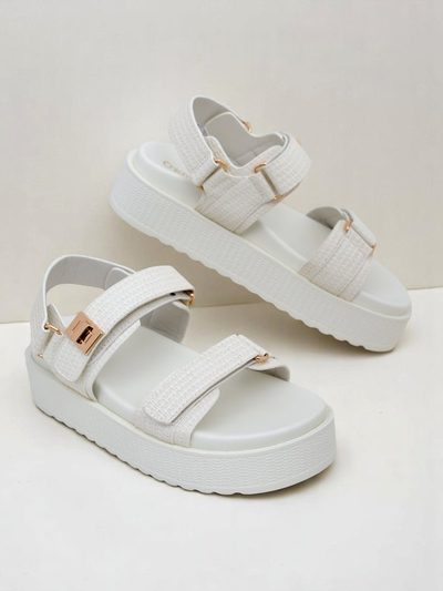 Royalfashion Kallisto – Fehér női platform szandál, ökológiai bőr