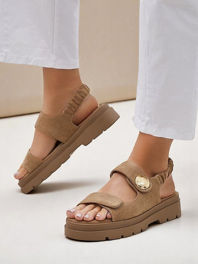 Royalfashion Callisto női barna ökológiai bőr platform szandál