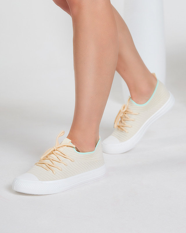 OUTLET Bézs színű női bordás tornacipő Manfer- Footwear